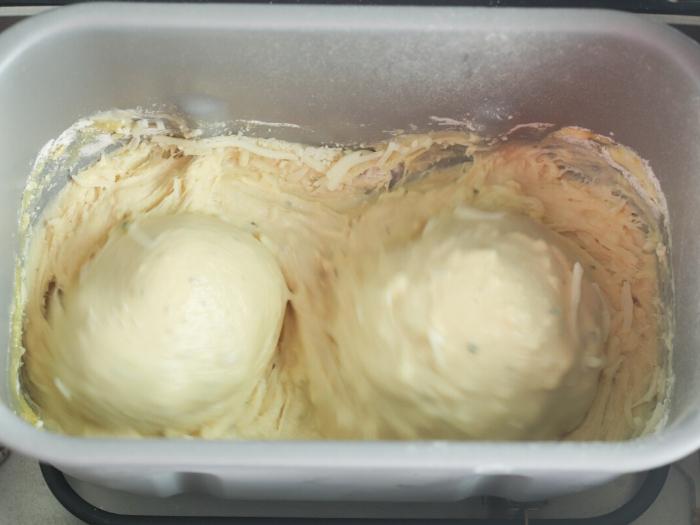 dough being made in the bread machine