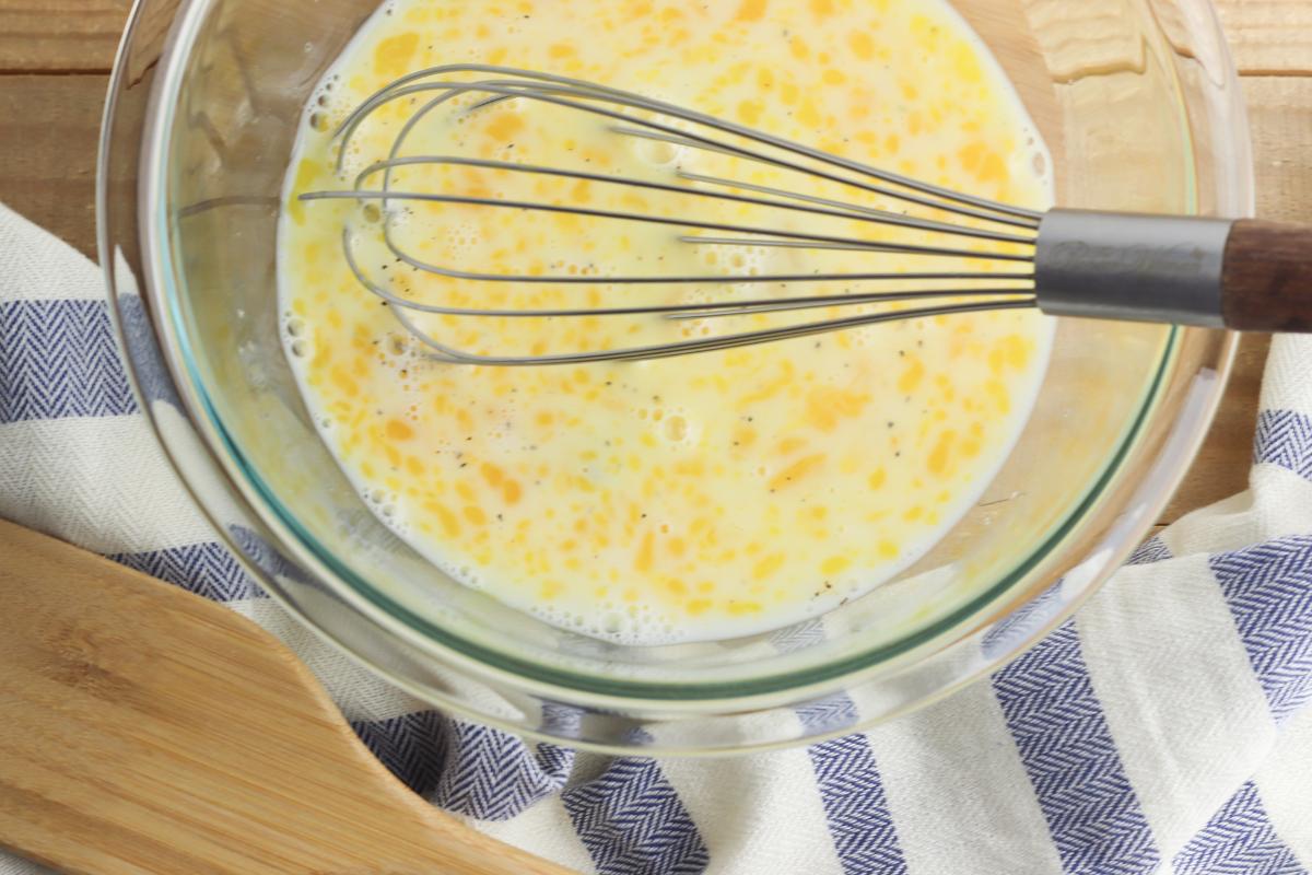 egg mixture for making a breakfast casserole.