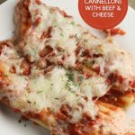 Pinterest image for Baked Cannelloni with beef and cheese