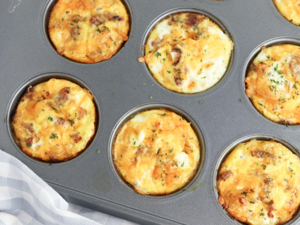 pan of hash brown breakfast muffins ready to serve