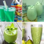 A collection of four of the mocktails and smoothies curated by Hey Mom! What's Cooking ideal for family friendly St Patrick's Day celebrations.